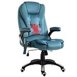 Vinsetto Office Chair, Ergonomic Desk Chair with 6-Point Massage and Back Heated, Velvet-Feel Fabric Computer Gaming Chair with Adjustable Arms, Lumbar Support, Blue