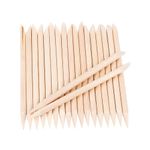 Trendy Look 24 Pcs Orange Wood Nail Sticks Double Sided Cuticle Pusher Remover Manicure Pedicure Tool