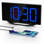 Loud Digital Alarm Clock for Bedroom,Bedside Dual Alarm Clock for Heavy Sleepers Adult Teen with USB Charger,Desk Clock with 8.7"Large LED Display,Battery Backup,7-Level Brightness&Volume,Snooze,DST