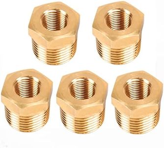 Winmien Brass Reducer Hex Bushing NPT Male to NPT Female Threaded Pipe Fitting Tube Adapter Convert. (1/2 NPT Male to 1/8 NPT Female，5 packs)