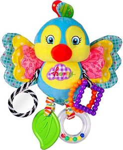 Dreamsbox Peluche Bébé à Clip pour Berceau ou Poussette Jouet d'Éveil Bébé, Jouet Éducatif de 0 à 24 Mois (Petit Oiseau)