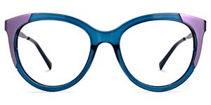 Zeelool Vintage TR90 Oversized Round Eyeglasses Frame with Clear Lens for Women Beck ZWT117238, Blue-purple, Large