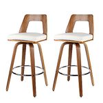 Moustache Bar Stools Set of 2, Swivel Bar Chairs with Mid-Backrest and Soft Cushion Kitchen Counter Stools for Counter Island, Bar, Coffee Shop