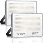 YIQIBRO 300W LED Outdoor Floodlight, Pack of 2, 30000LM 7000K, Outdoor LED Spotlight IP67 Waterproof, Outdoor LED Light, Outdoor Lighting for Garden, Garage, Factory, Stadium