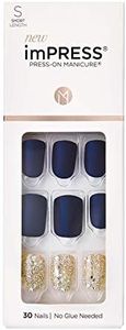 KISS imPRESS Press-On Manicure, Nail Kit, PureFit Technology, Short Press-On Nails, Wannabe Star, Includes Prep Pad, Mini File, Cuticle Stick, and 30 Fake Nails