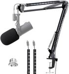 YOUSHARES Mic Boom Arm Compatible with Shure SM7B Dynamic Vocal Microphone - SM7B Mic Arm with Mic Cover Foam&Cable Sleeve, SM7B Mic Stand with Pop Filter