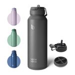 BOTTLE BOTTLE Insulated Water Bottle with Straw 1180ml(40oz) Sports Stainless Steel Water Bottles with Handle Lid Outdoors Drink Flask for Pills (gray)