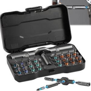 Diy Screwdriver 24 In 1, Upgrade 24 In 1 Multi Bit Magnetic Screwdriver Set, Magnetic Screw Driver Set, Multi-purpose Ratchet Wrench Screwdriver S2 Magnetic Bits, Detachable T Ratchet Handle (1PCS)