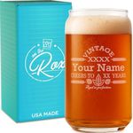 On The Rox Drinks Customized Beer Can Glass-Personalized-Birthday Beer Glass-Engraved-Vintage-Cheers-Aged To PERFECTION-Birthday Gift-Etched Beer Glass-Barware (1)