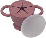 BraveJusticeKidsCo | Snack Attack II Snack Cup | Collapsible Silicone Snack Container | Toddler and Baby Snack Catcher Lid (Dusty Rose)