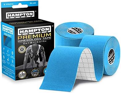 Hampton Adams (2 Pack) Kinesiology Tape for Physical Therapy Sports Athletes Latex Free Elastic, 16Ft Water Resistant Kinetic Uncut Kinesio Tape for Knee Pain, Elbow & Shoulder Muscle - Sky Blue