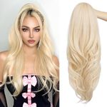 Aisaide Long Wavy Blonde Layered Ponytail Drawstring Ponytail Extension for Black Women,Multi Layered Synthetic Blonde Ponytail Clip in Brown Wavy Ponytail Extension 26inch(613 LAYERED)