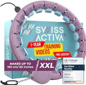 Swiss Activa+ S2 XXL Smart Hula Hoop with Weight Ball - Up to 165 cm, Has 34 Links for Plus Size XXL - Does Not Fall Off - Slimming Hoop for Women - Smart Fitness Hula Hoop with Weight