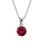 1.5CTW Round Red AAA CZ Brilliant Solitaire Pendant Necklace For Women For Teen Ruby Simulated .925 Sterling Silver