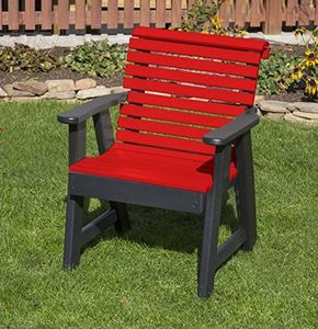 ECOMMERSIFY INC Bright RED-Poly Lumber ROLL Back Poly Resin 2 FEET Patio Garden Chair Heavy Duty Everlasting PolyTuf HDPE - Made in USA - Amish Crafted