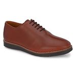 Legwork Men's Leather Wholecut Oxford 2.0 Shoes for Men and Boys (8_Dark Tan)