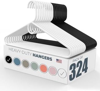Neaties Heavy Duty Clothes Hangers 100+ Pack (324 Count) – Made in the USA – 8lb Capacity Plastic Hangers for Adult Clothing – Durable for Pants, Coats, Jackets, or Jeans – White & Black