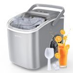 ecozy Portable Ice Maker Countertop, 9 Cubes Ready in 6 Mins, 26lbs in 24Hrs, Self-Cleaning Ice Machine with Handle/Ice Bags/Ice Scoop/Ice Basket, 2 Sizes Bullet Ice for Home Kitchen Office Bar Party