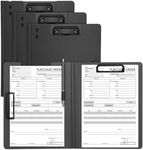 Anhow Pack of 4 A4 Clipboards with Lid, Clipboards with Double Clip, Clipboard Folder, A4 Format, Lightweight Clipboard for School, Industry, Office, Black (31.5 x 24.7 cm)