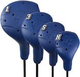 FRANKTECH Golf Club Covers, 4pcs or 1pc EVA Plastic Golf Head Covers for Driver Fairway Woods Hybrid, Driver Headcover with Pins, Fit All Right-Handed Golf Clubs, Easy On Off, Washable, Funny