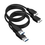 SaiTech IT 2 Pack 3 Feet USB 3.0 Cable A to Micro B high Speed Upto 4.8 Gbps Data Transfer Cable for Portable External Hard Drive - Black