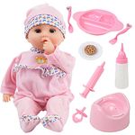 Toy Choi's Baby Doll - 40cm Soft Body Baby Dolls for 2+ Year Old Girls with Bottle Pacifier and Feeding Accessories, Crying Baby Doll Preschool Toy Gifts for Toddler and Kids