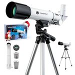 YUANZIMOO Telescope for Kids 50mm Aperture 360mm AZ Astronomical Portable Telescope for Adults Beginners with Upgraded Tripod White