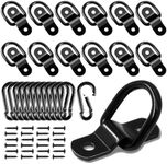 ZOSANY 12PCS D Rings Tie Down Anchors Hooks, 1/4" Tie Down Anchors for Trailer, Heavy Duty Tie Down Anchors 1750LBS with Carabiner D Rings for Trucks RV Camper Van Boats Motorcycles Surface Mount