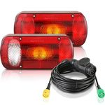 MAMIZO 2PCS Trailer Tail Light Set, 13 Pin, 12V Trailer Rear Light with 6 Functions, 2 * 5.5m Cable Set and E-Mark, for Trailer RV Caravan Van Lorry