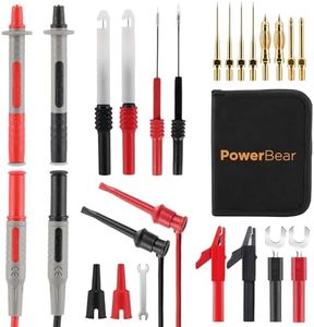 PowerBear 29PCS Multimeter Test Leads Kit with Replaceable Wire Piercing Probes, Alligator Clips, Test Hook Clips, Test Tweezer, Needle Probes for Digital Electrical Multimeter Testing