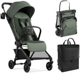 Mompush Nexis Carbon Travel Stroller, Ultra-Lightweight 11.5 lbs, Compact & Airplane Carry-On Approved, One-Second Auto-Fold, One-Hand Full Recline, from Birth to 50 lbs, Travel Bag Included, Forest