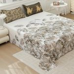 Story@Home Bedsheet for King Size Bed | Cotton Bedsheet | Leafs Bed Sheet Cotton with 2 Pillow Covers (270 x 270cm, White & Green) | Perfect for Home Decor | 240TC