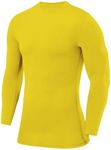 Boy's Compression Shirts Long Sleeve Athletic Workout Top, Rash Guard Base Layer Sports Undershirt - Crew Neck - Sonic Yellow, 10-12 Years