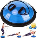 Zeatly Half Balance Ball Trainer, Half Yoga Exercise Ball with Resistance Bands and Foot Pump, Balance Trainer for Stability Training, Strength Exercise Fitness, Home Gym Workout Equipment, Blue