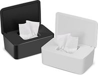 BEAUGIREW 2 Pack Baby Wet Wipes Dispenser Wipes Dispenser Holder Storage Box with Seal Lid Keeping Wipes Fresh for Bedroom Home Office Toilet, Black and White (Black and White)