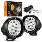 Round LED Offroad Lights, Auxbeam 4 Inch 90W LED Pods Light Bar 9000lm Round Driving Lights Spot Light Fog Light Bumper Work Light with Wiring Harness Kit for ATV UTV SUV Jeep Pickup Truck Motorcycle