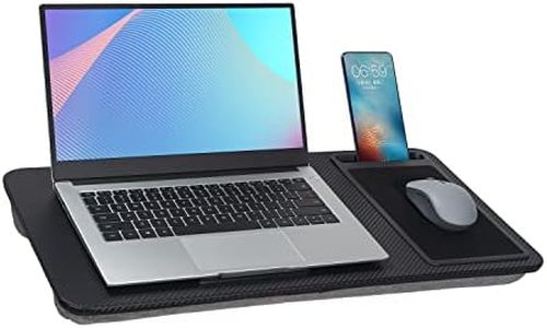Baoee Bureau portable pour ordinateur portable avec coussin - Convient aux ordinateurs portables jusqu'à 17", avec fente pour tablette et téléphone, tapis de souris, idéal pour la maison et le bureau