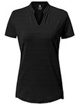 Rdruko Women's Quick Dry Golf Polo Shirts Short Sleeve Lightweight Moisture Wicking Athletic Shirts(Black, CA S)