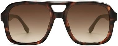 SOJOS Retro Aviator Sunglasses For Women Men Square Womens Square Sun Glasses SJ2355,Tortoise Brown Grading