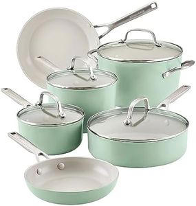KitchenAid - 10-Piece Hard Anodized Nonstick Ceramic Cookware Set (Pistachio)