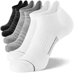 FITRELL 6 Pack Ankle Running Socks for Men and Women Low Cut Cushioned No Show Athletic Sports Compression Socks, Shoe Size 12-15, Black+White+Grey Mixed