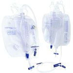 Catheter Bags, Multifunctional Urine Bag, 0.85cm Diameter Catheter, 2500ml Thickened Urine Bag+500ml Measuring Bottle Integrated Bag, Anti-backflow Device, Active air Exhaust, no Odor(2 PCS)