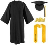 Misscom Matte Unisex Graduation Gown Cap Tassel Adults Set 2024 for High School and Bachelor Graduation Dress, Black