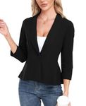 MINTLIMIT Blazers for Women Business Casual Open Front 3/4 Sleeve Blazer Ruffle Hem Work Office Jackets for Ladies Black