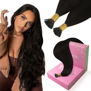 YoungSee I Tip Hair Extensions Dark Brown I Tips Extensions Brown 24 Inch Tip Human Hair Extensions Darkest Brown for Long Hair 50g 50s Remy Hair Extension for Girls Natural Looking Hair Extension