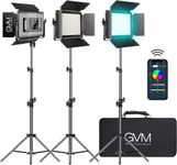 GVM RGB LED Video Light with Bluetooth Control, 880RS 60W Photography Dimmable Bi-Color LED Panel with LCD Screen, 3 Packs Studio Light for YouTube, Streaming, Gaming, 8 Applicable Scenes, CRI97