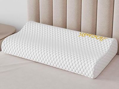 SleepyCat Contour Orthopedic Memory Foam Pillow with Dual loft for Better Shoulder and Neck Support, 1 Piece (25x16 inches, White, Bamboo Fabric)