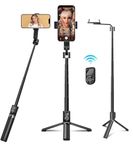 Premium Selfie Stick Tripod with Remote - ASHINER 100cm Portable and Adjustable Mobile Phone Tripod Stand for Photography, Filming, Vlogging, and Live Streaming, Compatible with iPhone and Android