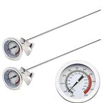 Efeng15“ Long Cooking Thermometer for Oil or Candy (2 Pack) with Pot Clip, 2" Dial Instant Read Turkey/Candy/Oil Thermometer for Frying,Cooking of Tall pots,Beef,Meat