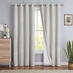 Jubilantex Natural White Full Blackout Solid Curtains 2 Panels for Bedroom, Farmhouse Linen Liner 95 Inch Long Thermal Insulated Grommet Top Window Drapes for Patio, Living Room, 54x95 Inch